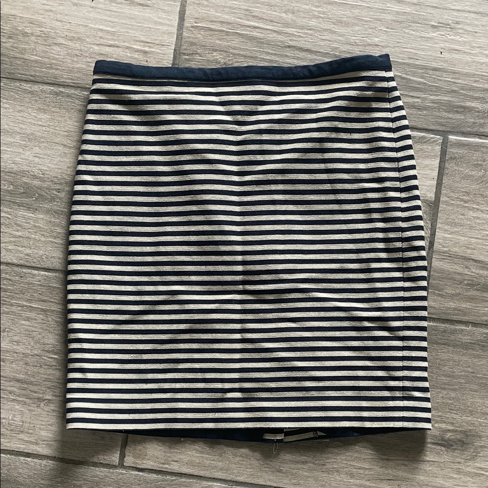 LOFT Striped Pencil Skirt in Navy and Cream